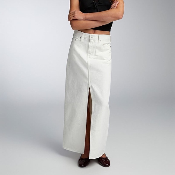 Levi’s White Denim Slit Maxi Skirt Size 25 - Picture 1 of 11